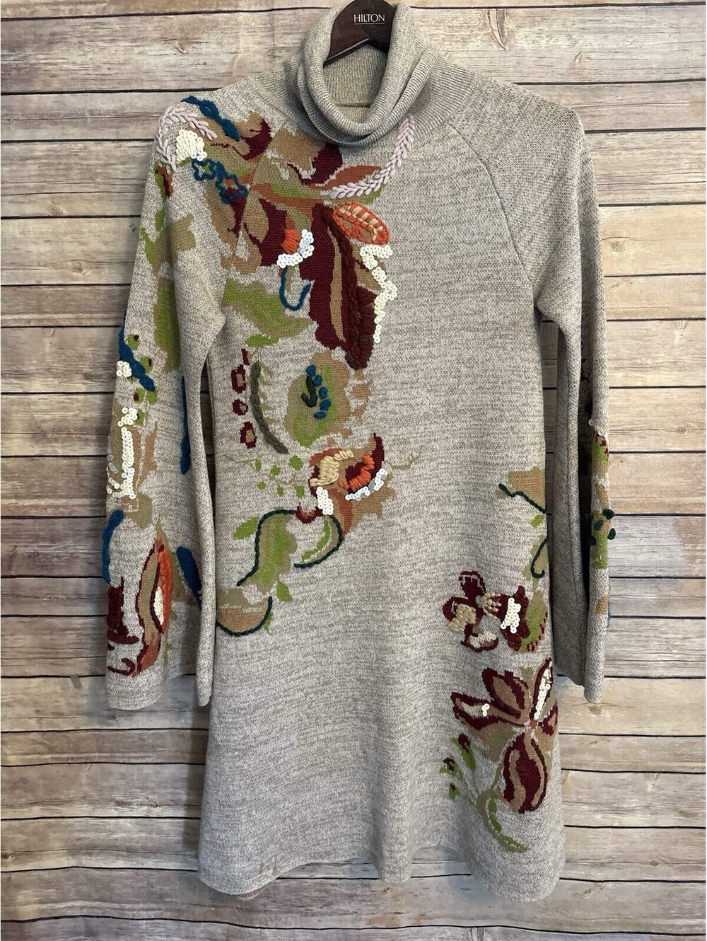 NWOT Anthropologie Knitted & Knotted Embroidered Petals Swing Dress Size XS